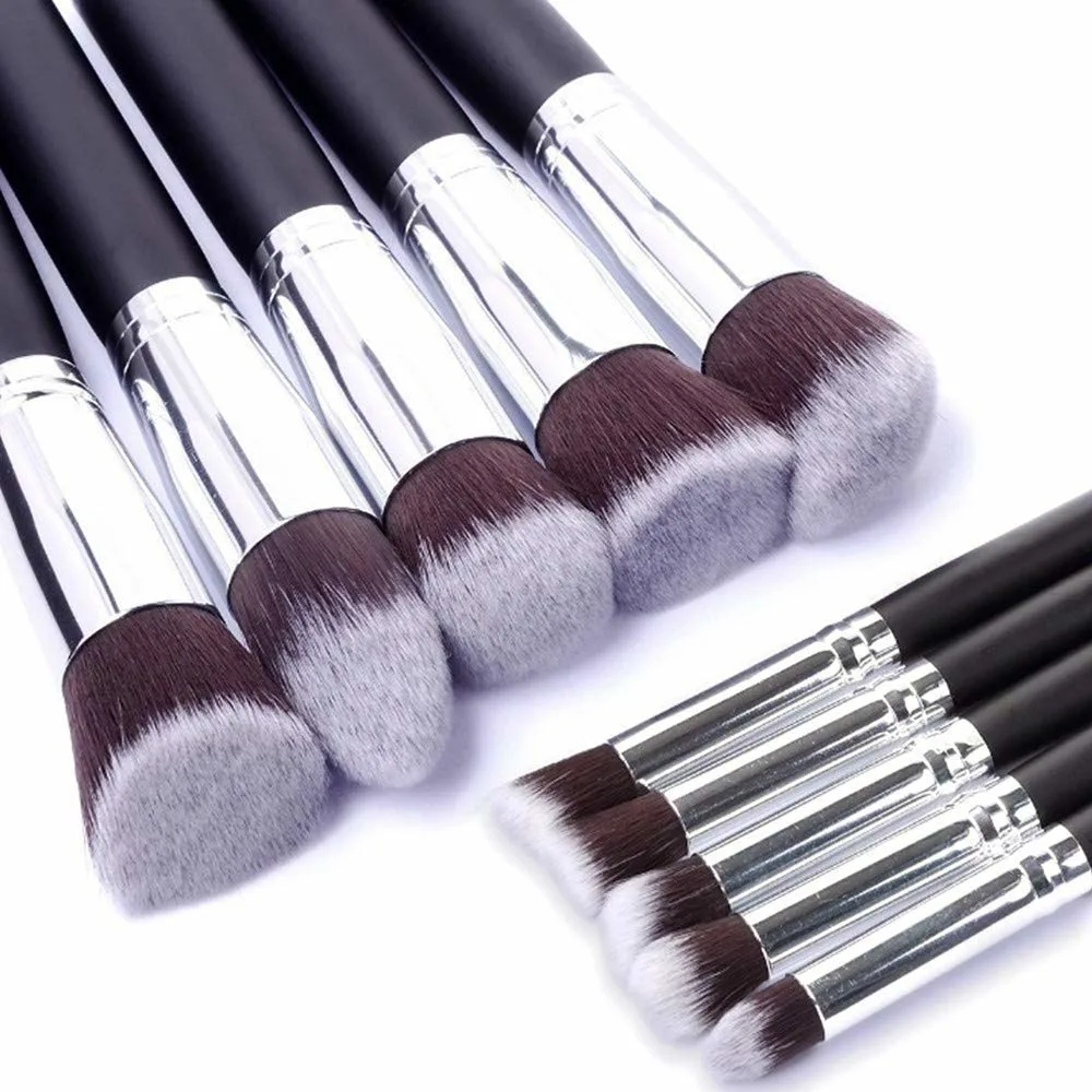 Makeup Tools Kit Premium Synthetic Foundation Brush Blending Face Powder Blush Concealers Eye Shadows 10 PCS Make up Brushes Set