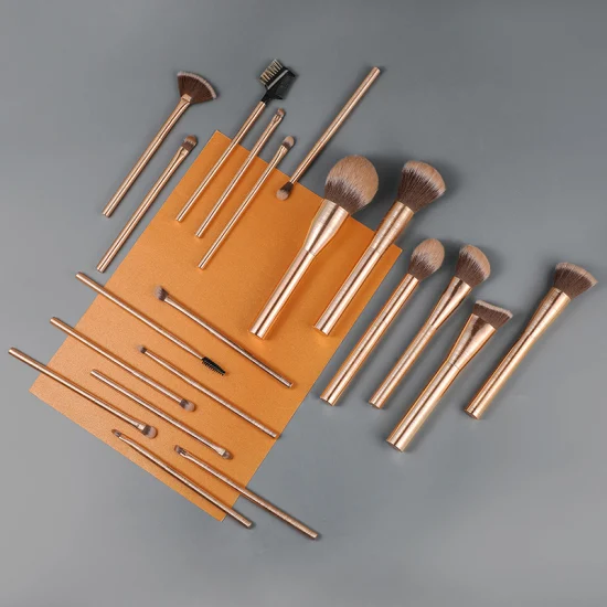 Nuovo set di pennelli per trucco con manico in alluminio completo alla moda Set di pennelli per trucco in oro rosa da 20 pezzi