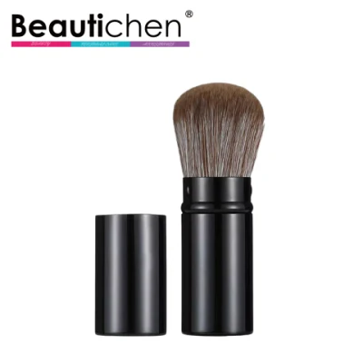 Beautichen Nuovo arriva grande pennello cosmetico retrattile Kubuki in metallo nero Pennello per cipria Pennello per trucco nero di lusso inclinato