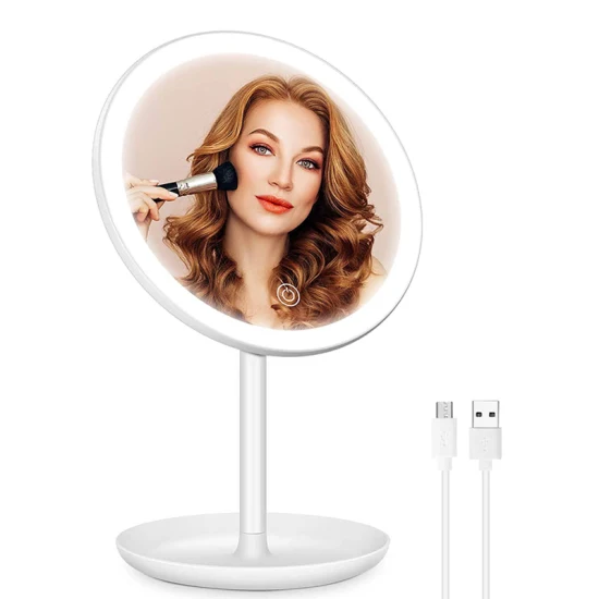 Specchio cosmetico per regali di trucco illuminato a LED da tavolo bifacciale da 8 pollici con batteria ricaricabile