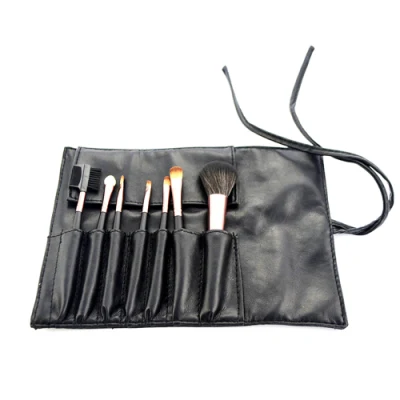 Set di pennelli per trucco portatile da 7 pezzi con marchio OEM con custodia per cosmetici in PU