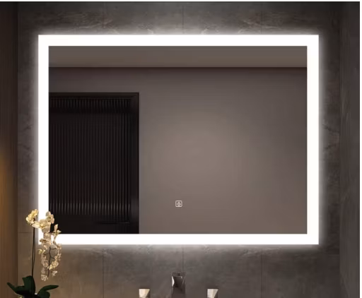 Specchio da parete in alluminio, argento, rame, LED, ingrandimento, trucco, LED, intelligente, bagno, incorniciato, decorazione domestica, specchio in vetro antico per trucco da parete